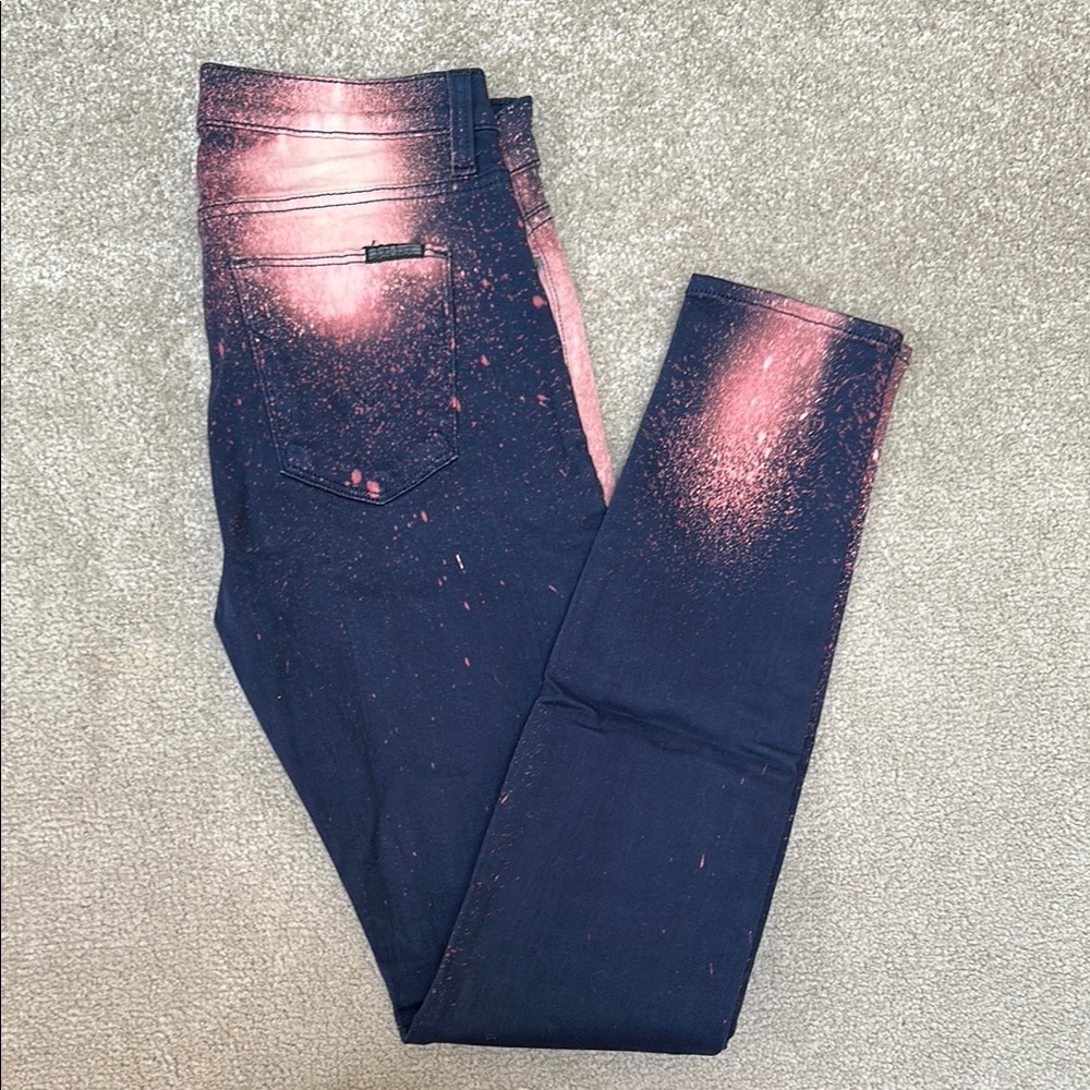 Hudson Navy and Pink Splatter Jeans, 28